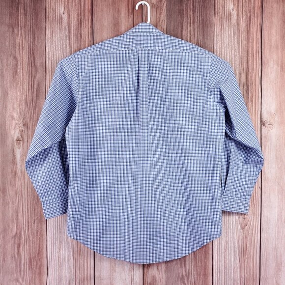 Ralph Lauren Shirt Mens 17 XL Classic Fit Blue Gingham Plaid Button Down Shirt - Picture 3 of 16